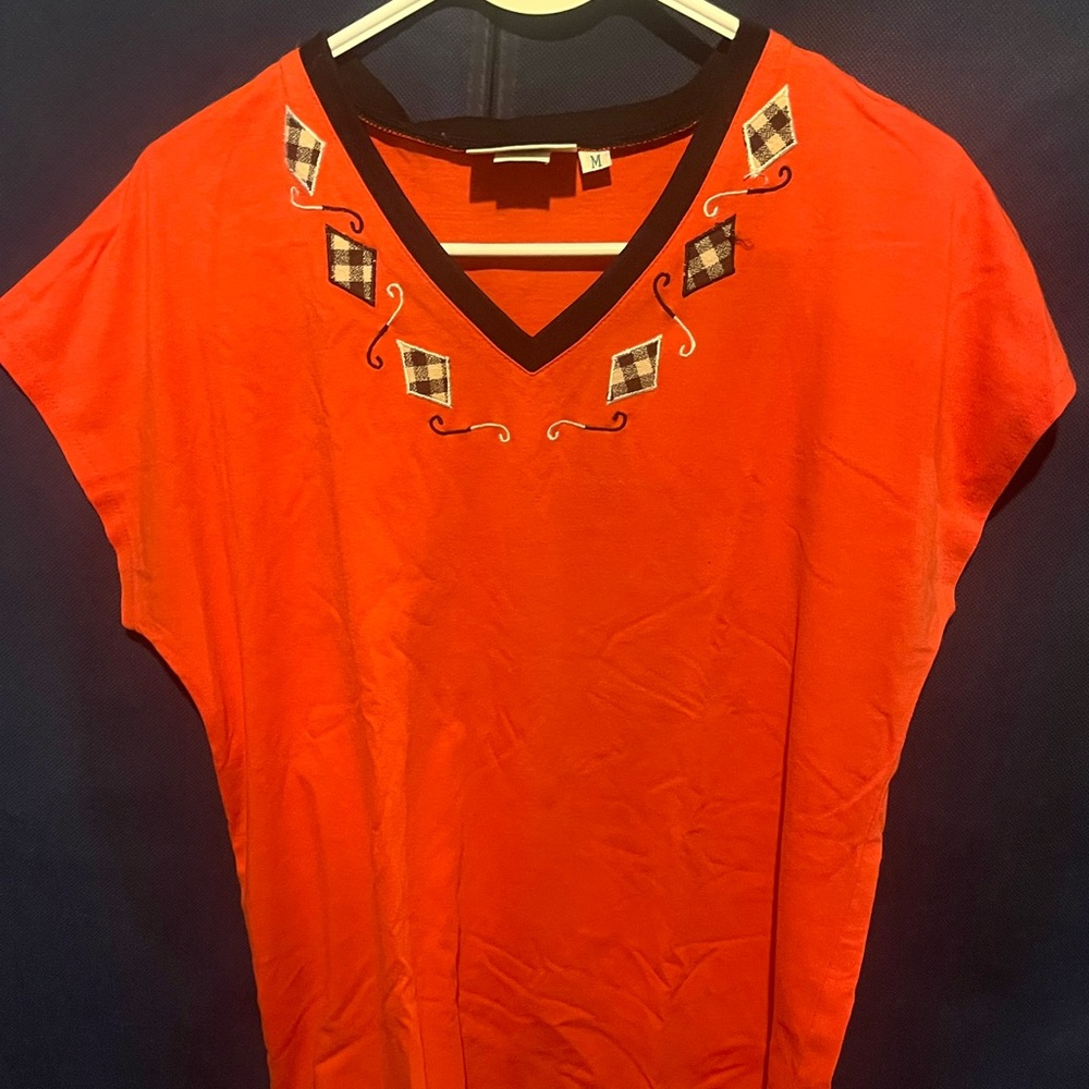 Women's Red Embroidered Top